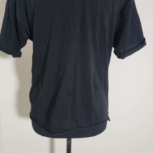 Sandro Black T-shirt Chain Detail Short Sleeve Capsule Wardrobe 100% Cotton Sz 1 - Picture 9 of 11